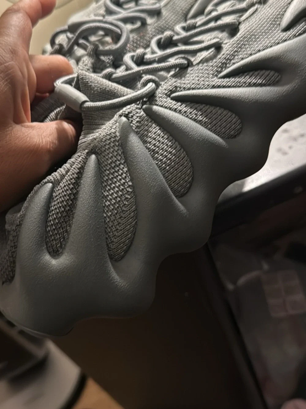 Yeezy Boost-Style Athletic Shoes in Light Gray